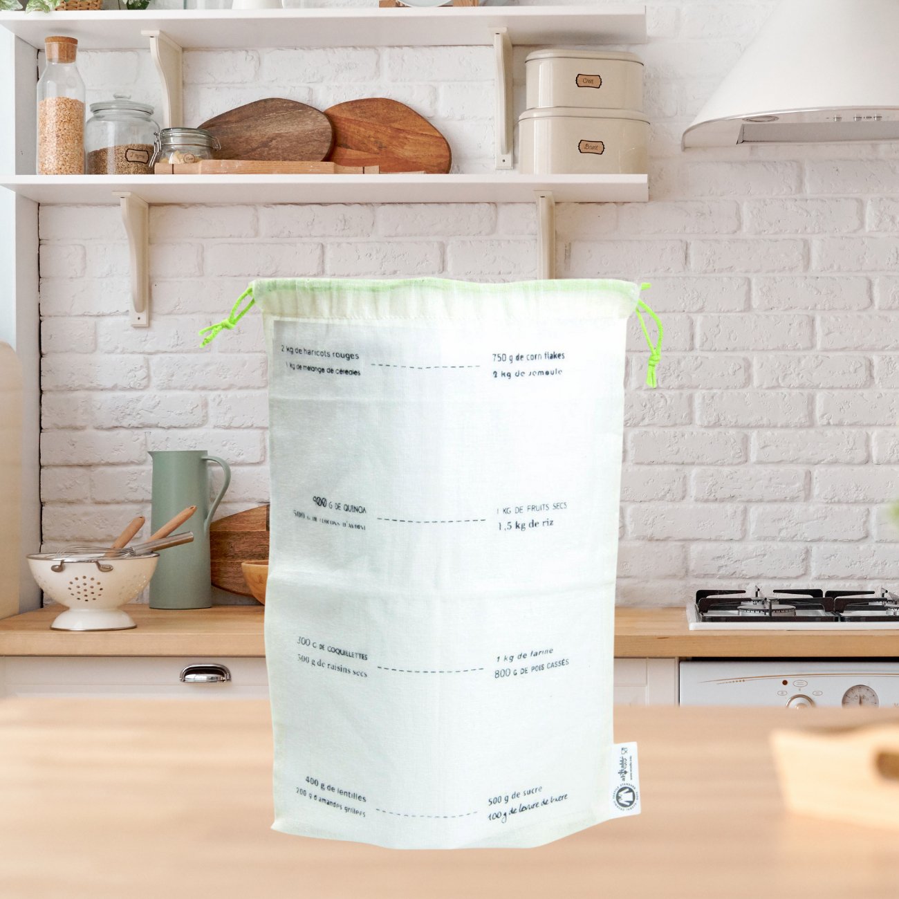 5 Cotton Bags with Graduations GOTS Certified - Ah! Table! - Cotton Bag - Eco Natural Products