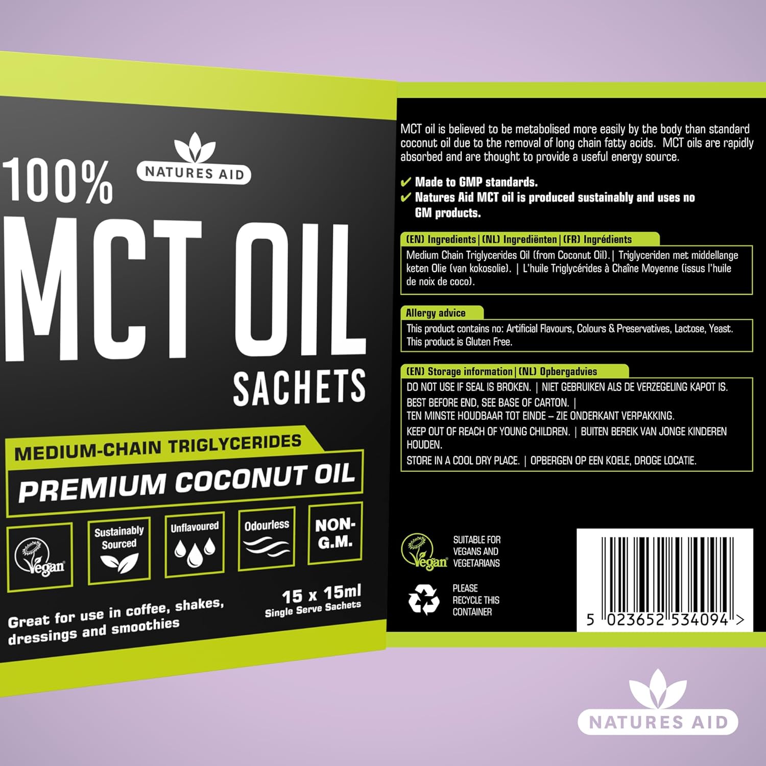 100% MCT Oil Sachets 15 X 15ml