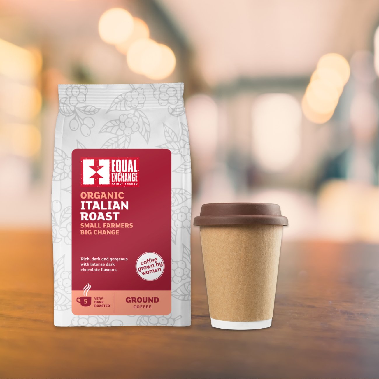 Equal Exchange Organic Italian Roast Coffee Ground lifestyle image