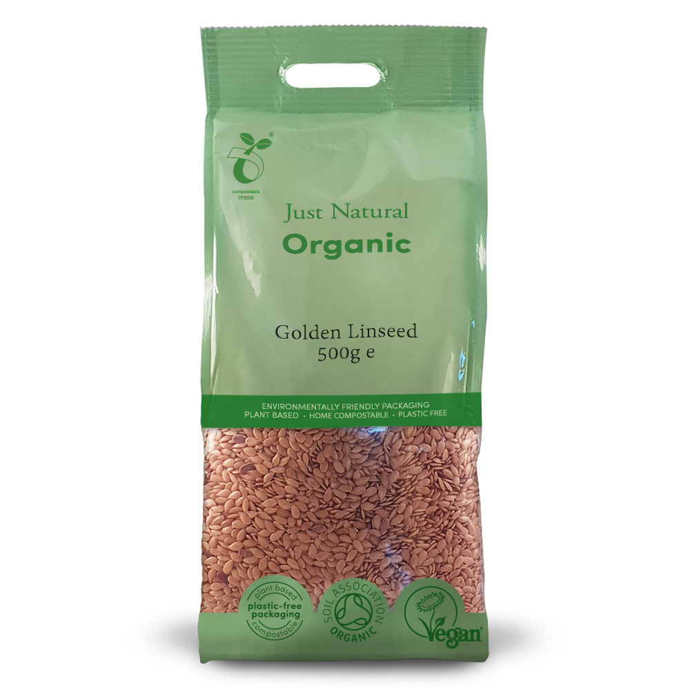 Just Natural Organic Golden Linseed — certified organic, plastic-free