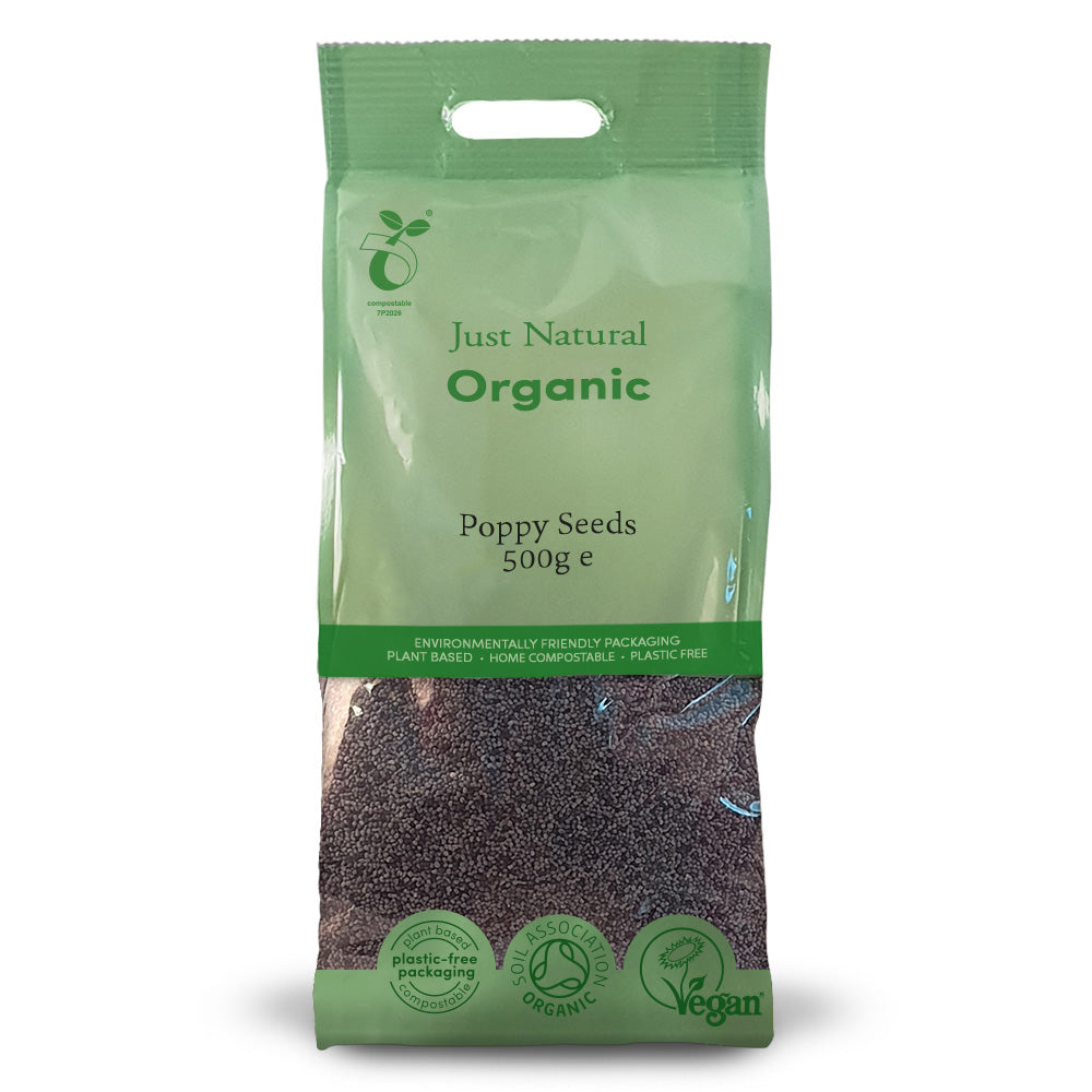 Just Natural Organic Poppy Seeds 500g — certified organic, plastic-free