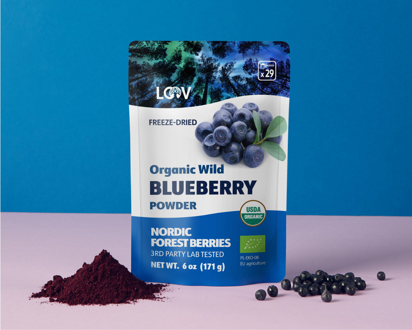 Loov Organic Wild Blueberry Powder — pouch packaging