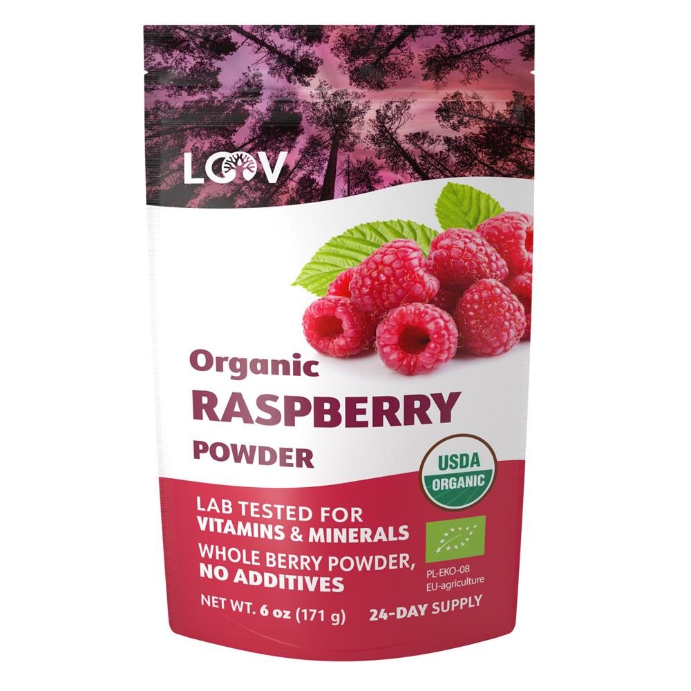 Loov Organic Freeze-Dried Raspberry Powder 171g — whole berry organic raspberry
