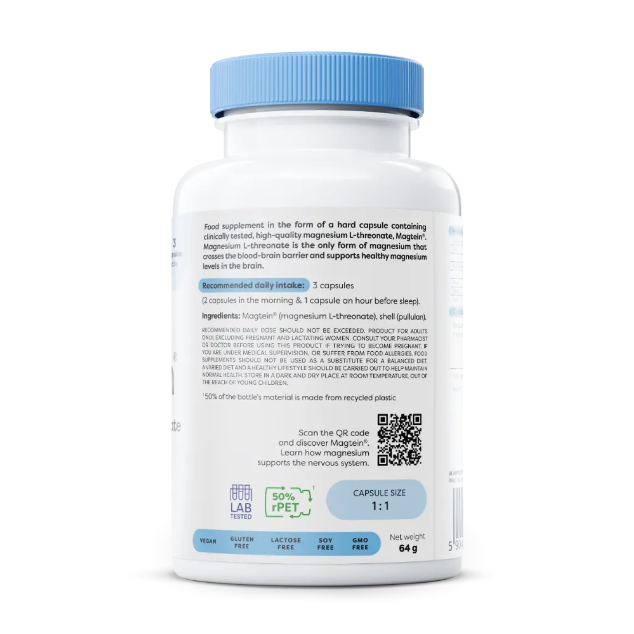 Osavi Magtein Magnesium L-Threonate 90 Capsules — MIT-developed brain magnesium side 2 packaging