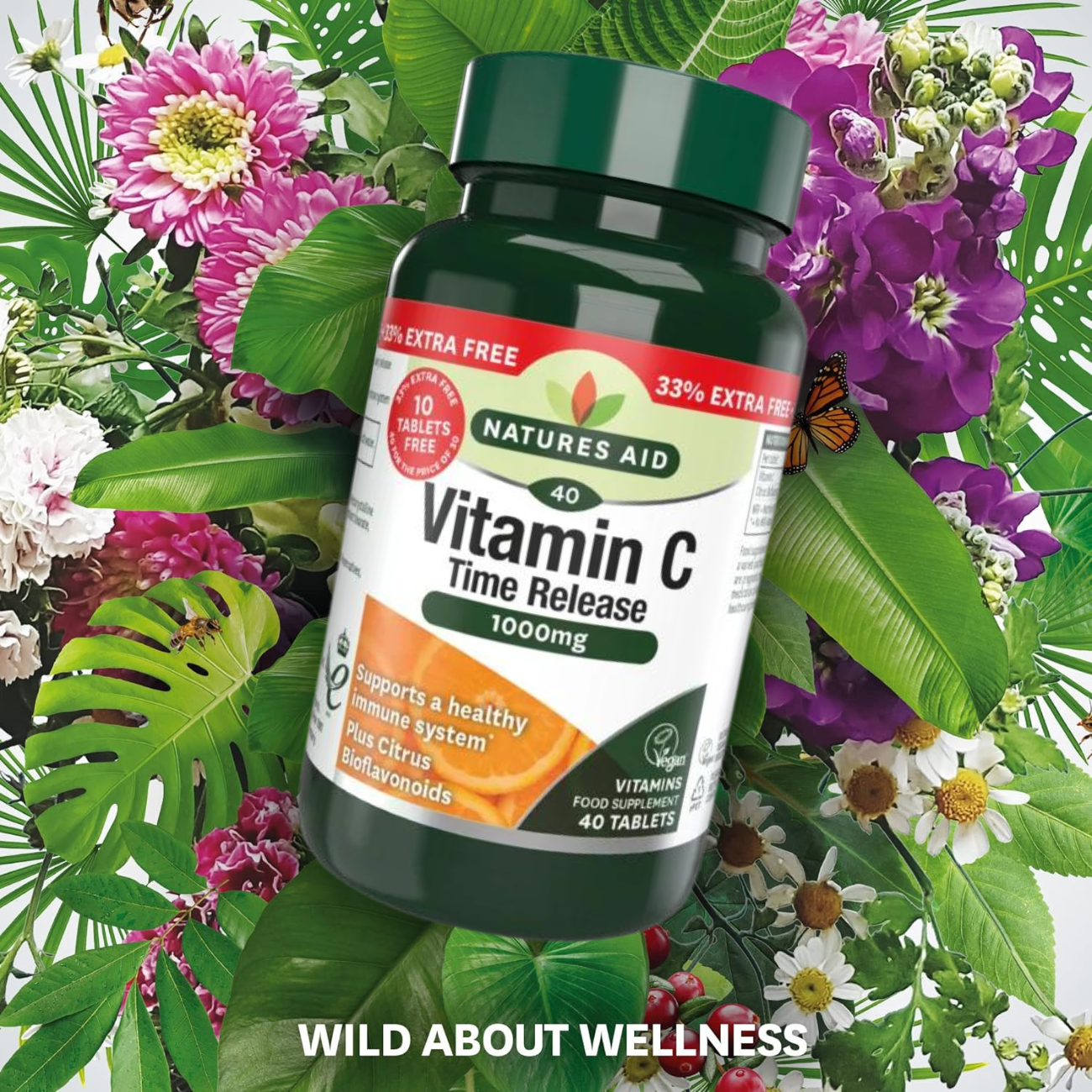 Natures Aid Vitamin C 1000mg with Citrus Bioflavonoids 40 Tablets