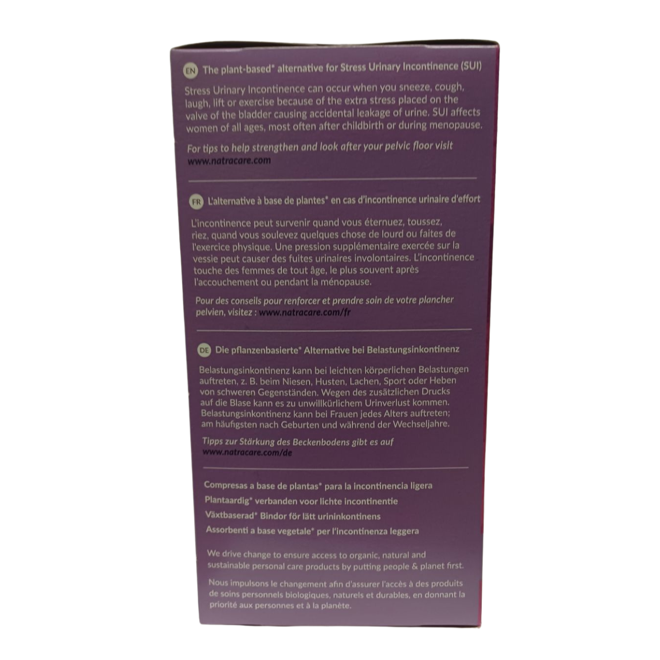 Natracare Organic Cotton Dry & Light Incontinence 20 Pads Slim side image 2