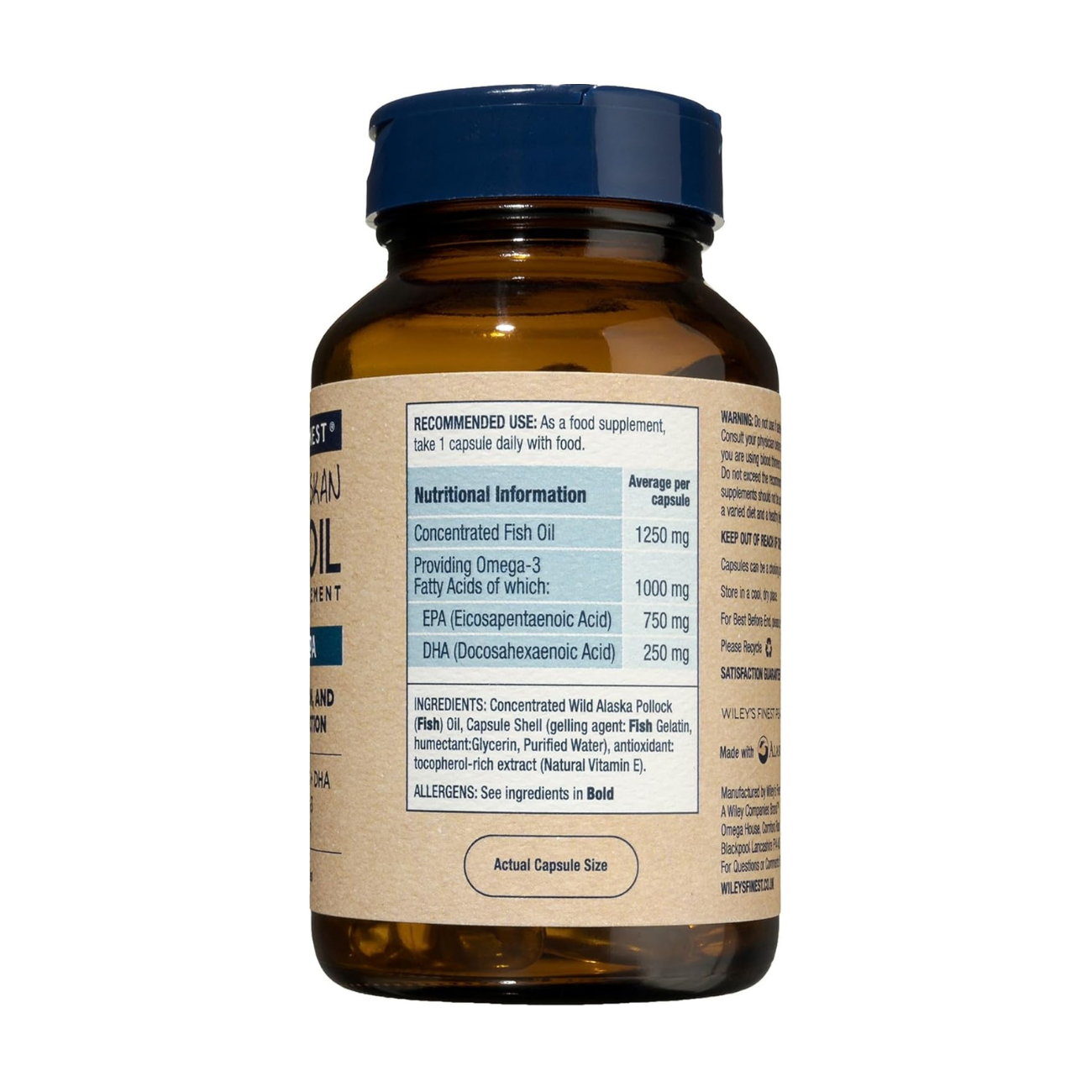 Wiley's Finest Wiley's Finest Wild Alaskan Fish Oil Peak EPA 60 Capsules — 750mg EPA side 3 packaging