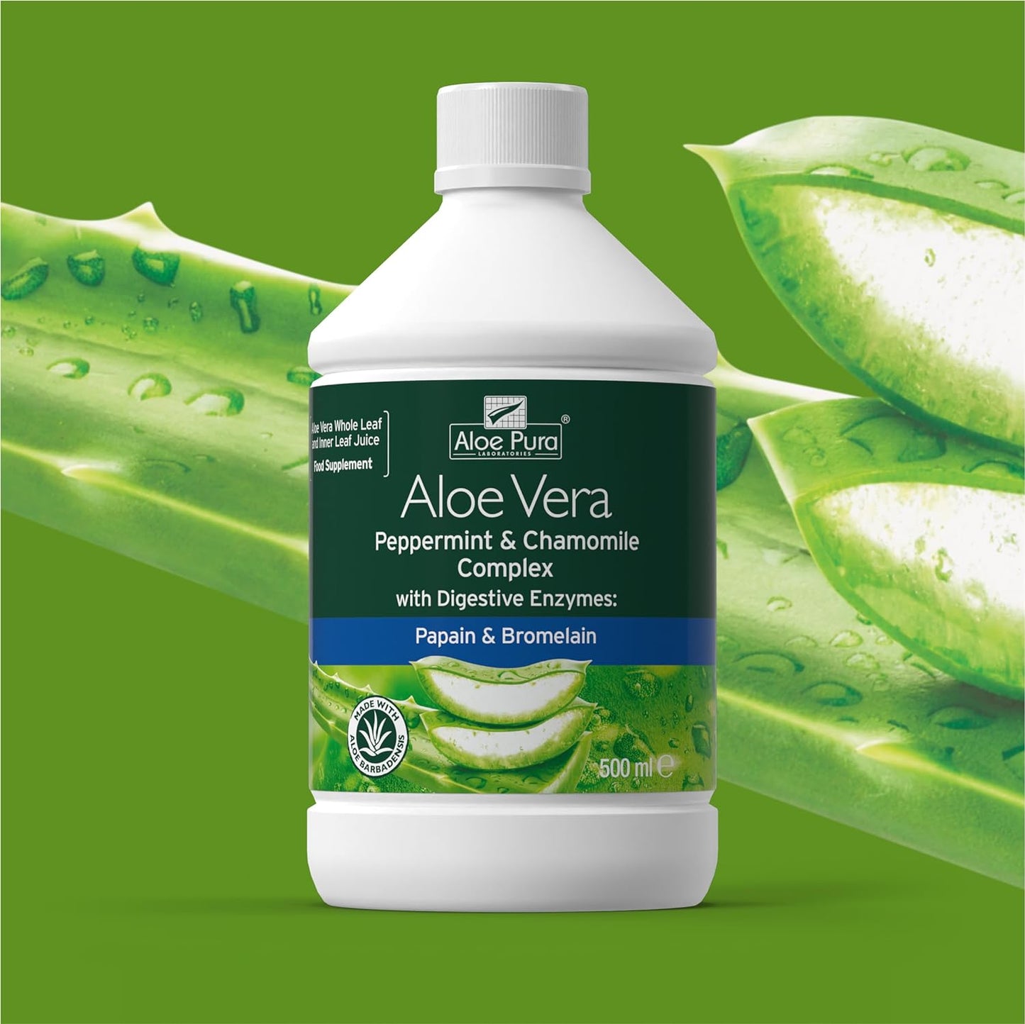 Aloe Vera Peppermint And Chamomile Complex 500ml - Aloe Pura - Liquid Food Supplement - Eco Natural Products