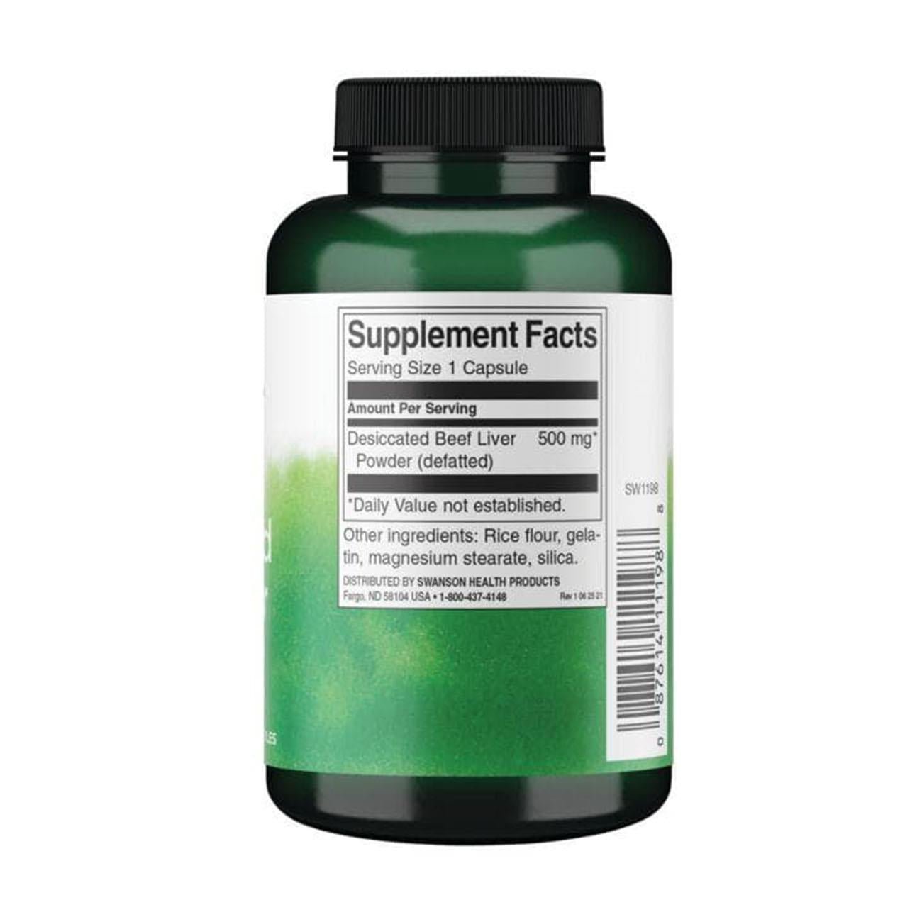 Argentinian Desiccated Beef Liver 500mg 120 caps - Swanson - Supplement - Eco Natural Products