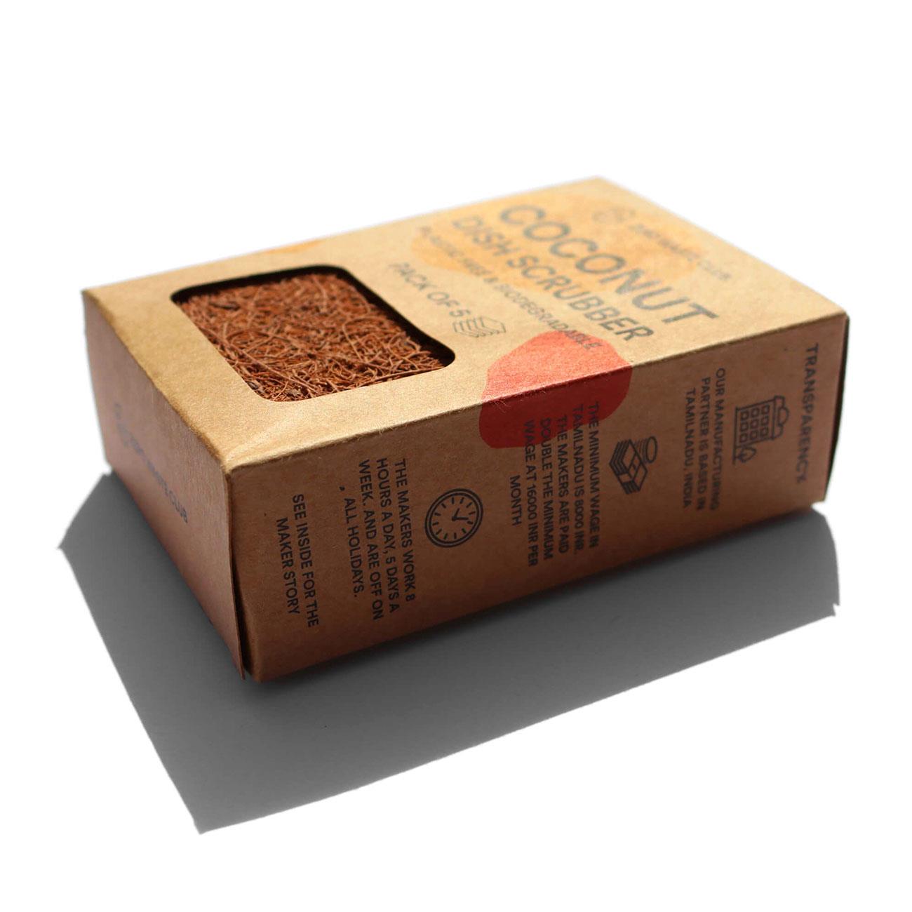 Biodegradable Coconut Kitchen Scourers Pack of 5 - Zero Waste Club - Scourers - Eco Natural Products