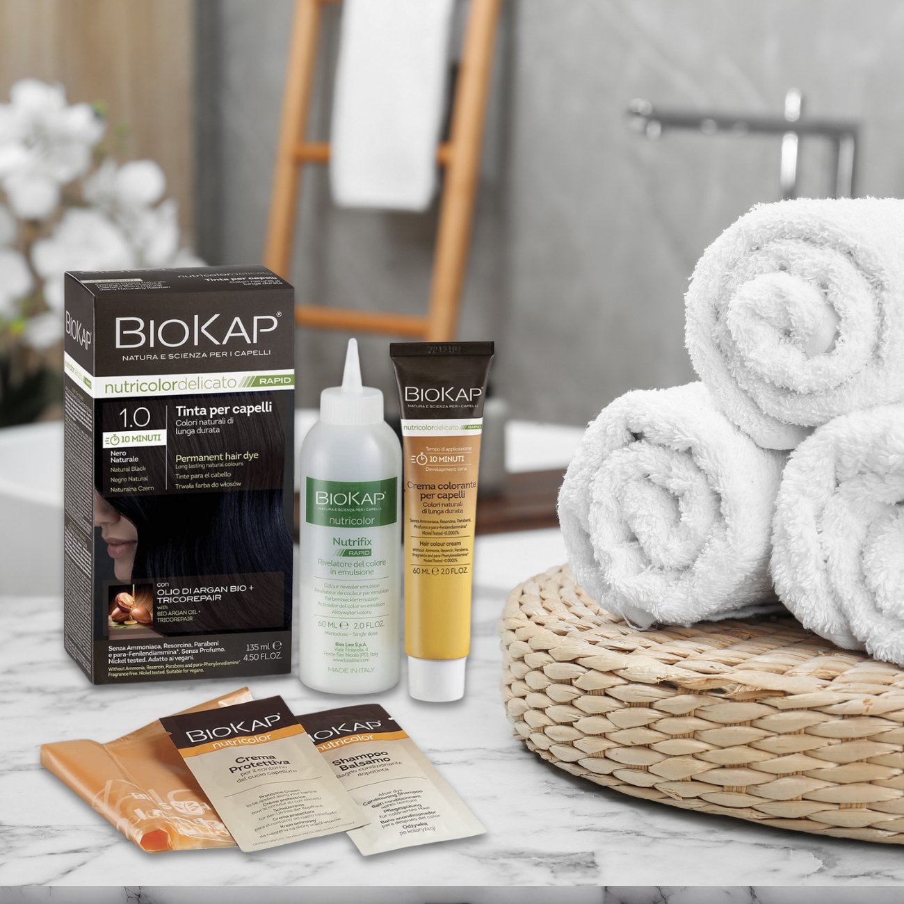 Black 1.0 Rapid Permanent Hair Dye 140ml - BioKap - Hair Color - Eco Natural Products