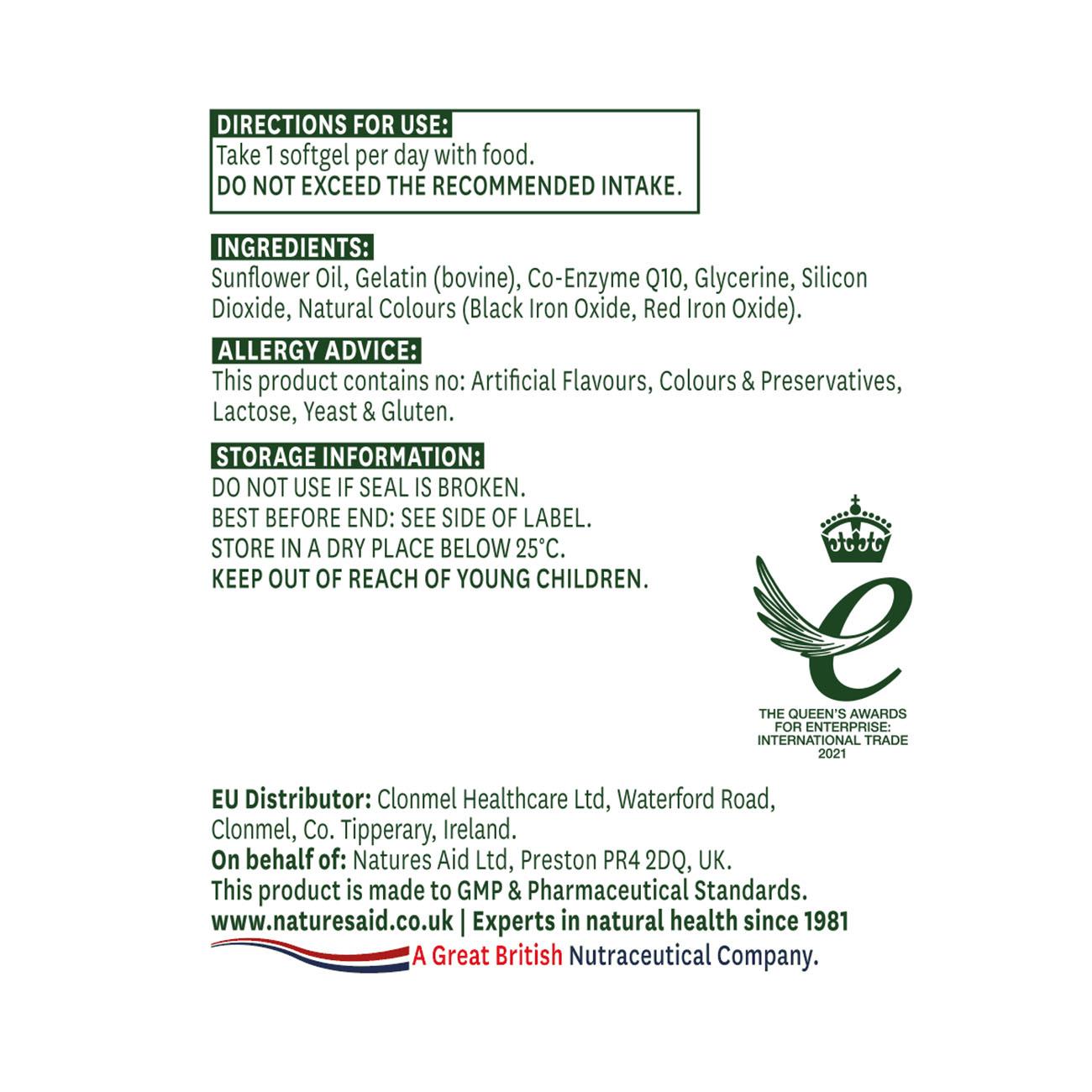 Co-Enzyme Q10 High Strength 100mg 30 Softgels BBE 08.2026