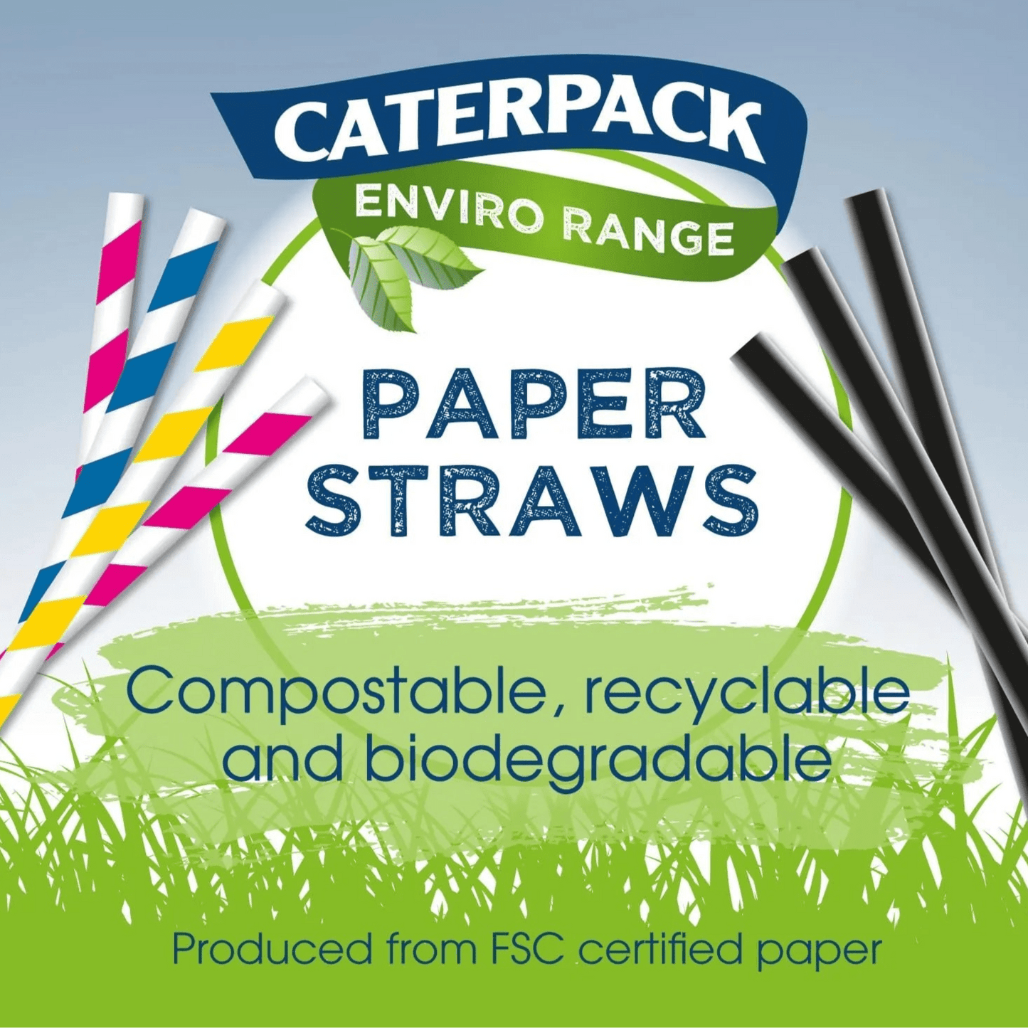 Caterpack Black Paper Straws 150pcs - Caterpack Enviro - Drinking Straws - Caterpack Enviro