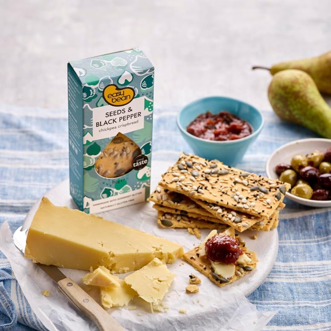 Chickpea Crispbread Seeds & Black Pepper 110g - Easy Bean - Bread - Eco Natural Products