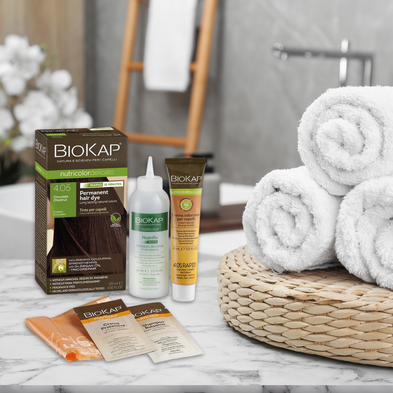 Chocolate Chestnut 4.05 Rapid Permanent Hair Dye 140ml - BioKap - Hair Colour - Eco Natural Products