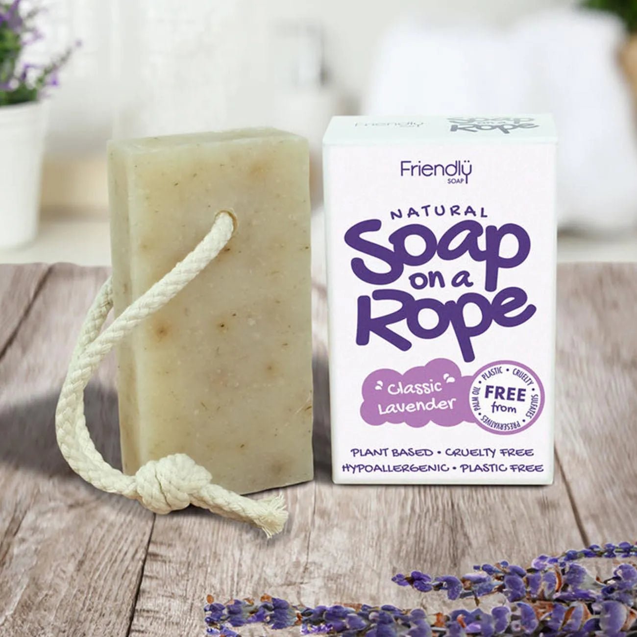 Classic Lavender Soap On A Rope 125g - Friendly Soap - Bar Soap - Friendly Soap