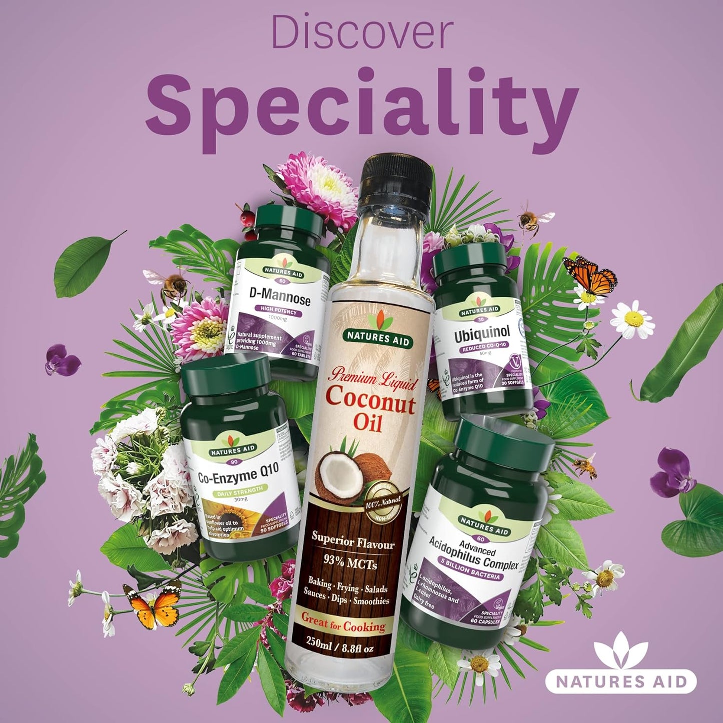 Coconut Oil 250ml - Natures Aid - Oil Liquid - Eco Natural Products