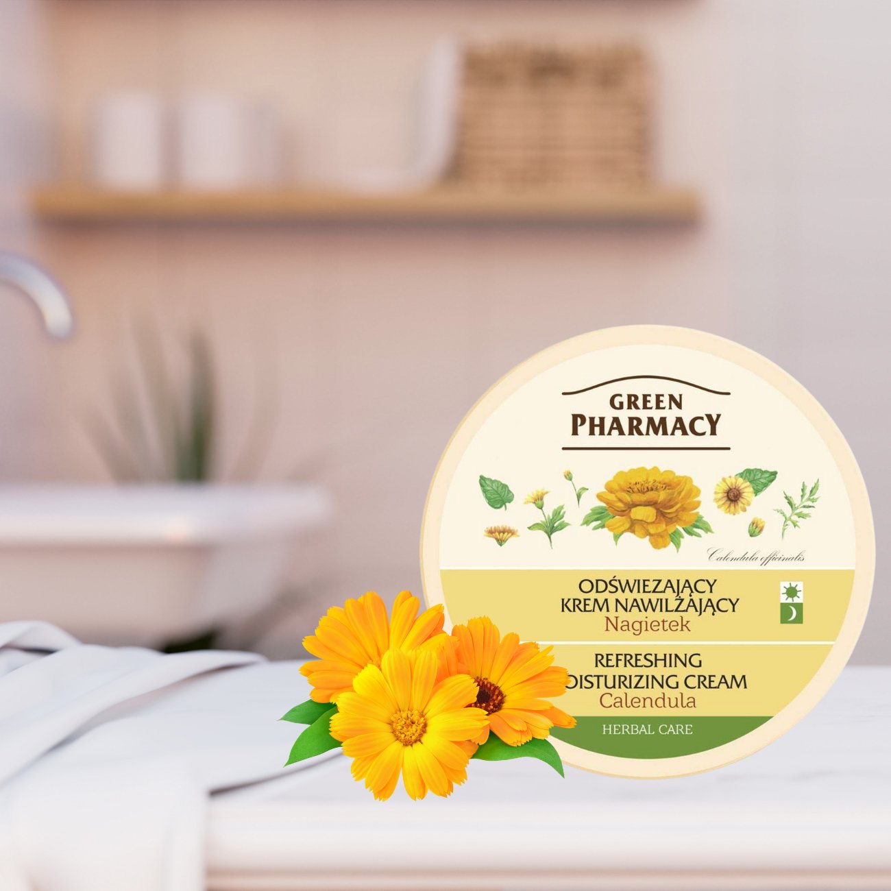 Face Cream Refreshing & Moisturising Calendula 150ml - Green Pharmacy - Face Cream - Eco Natural Products