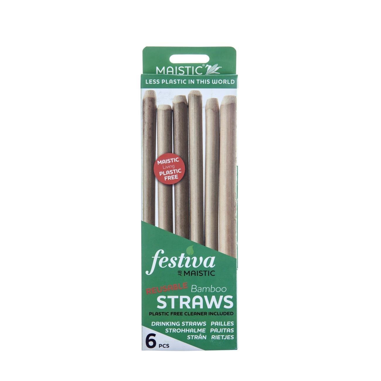 Festiva Straws Bamboo Straws & Cleaner 6pcs - Maistic - Straws - Eco Natural Products