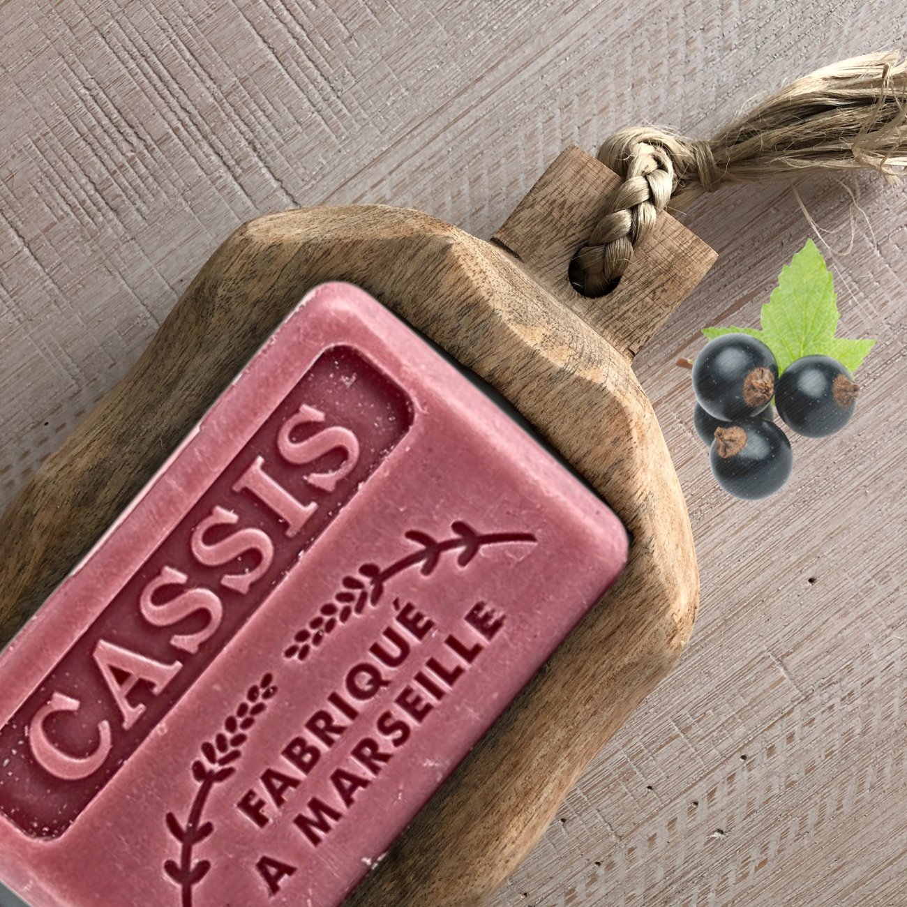 French Marseille Soap Cassis (Blackcurrant) 125g - FouFour - Savon de Marseille - Bar Soap - Eco Natural Products