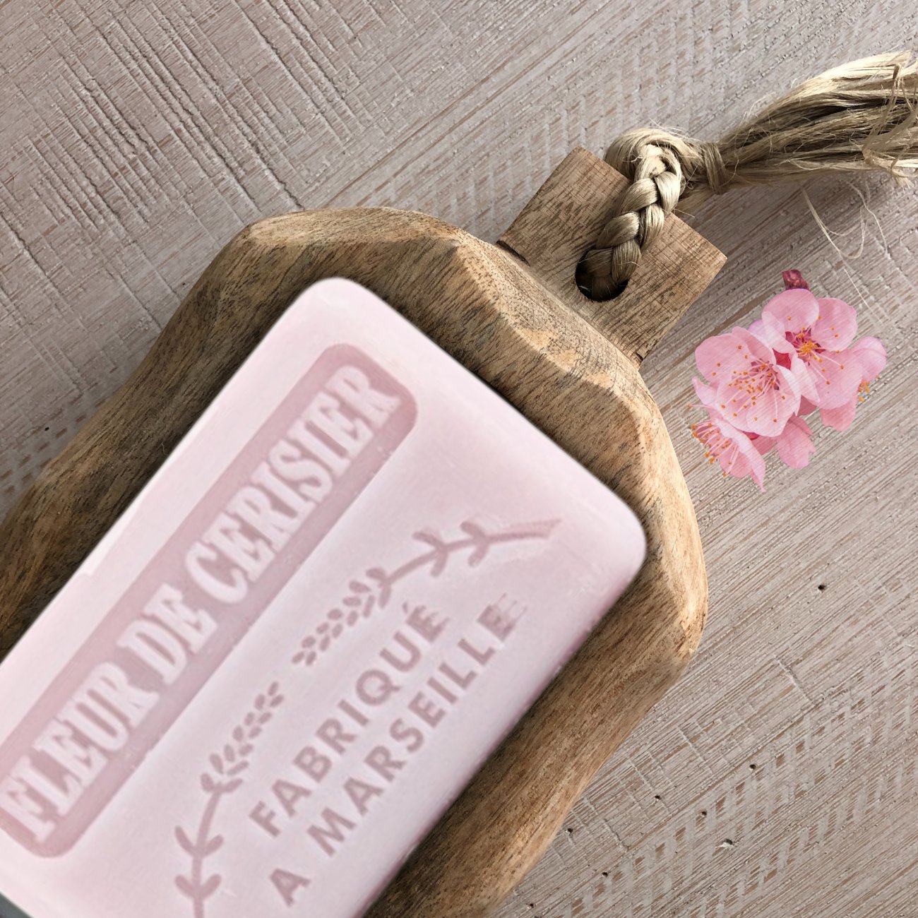 French Marseille Soap Fleur de Cerisier (Cherry blossom) 60g - FouFour - Savon de Marseille - Bar Soap - Eco Natural Products