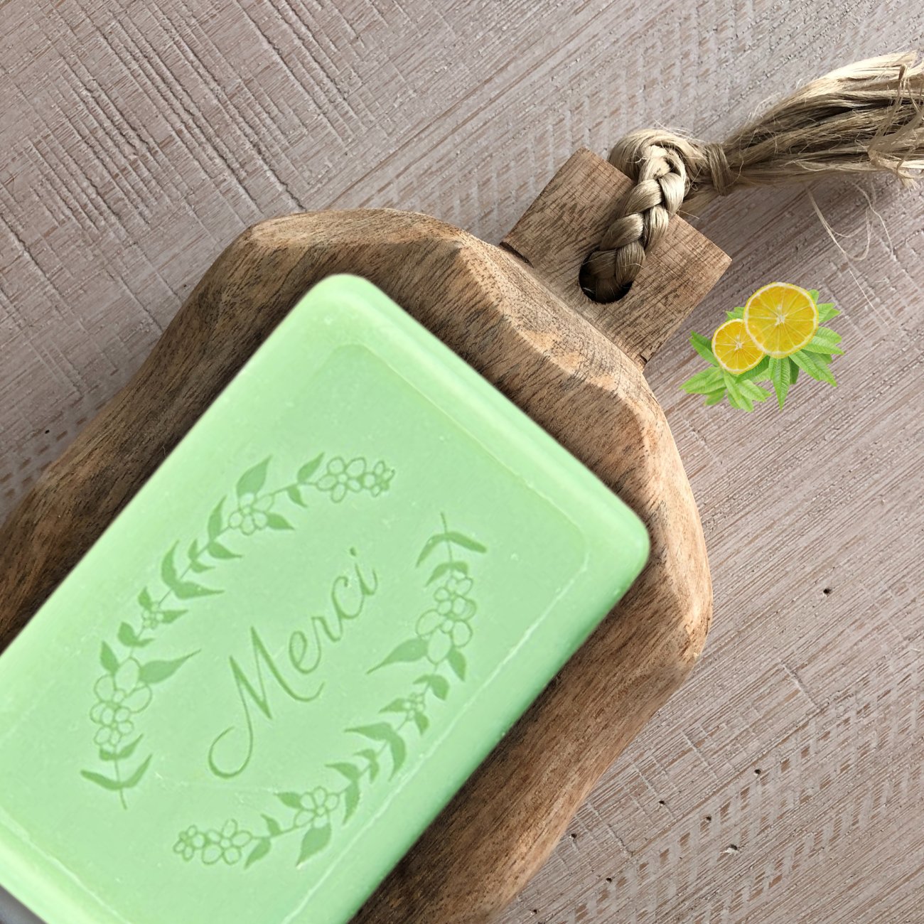 French Marseille Soap Merci (Citron Verveine) 125g - FouFour - Savon de Marseille - Bar Soap - Eco Natural Products