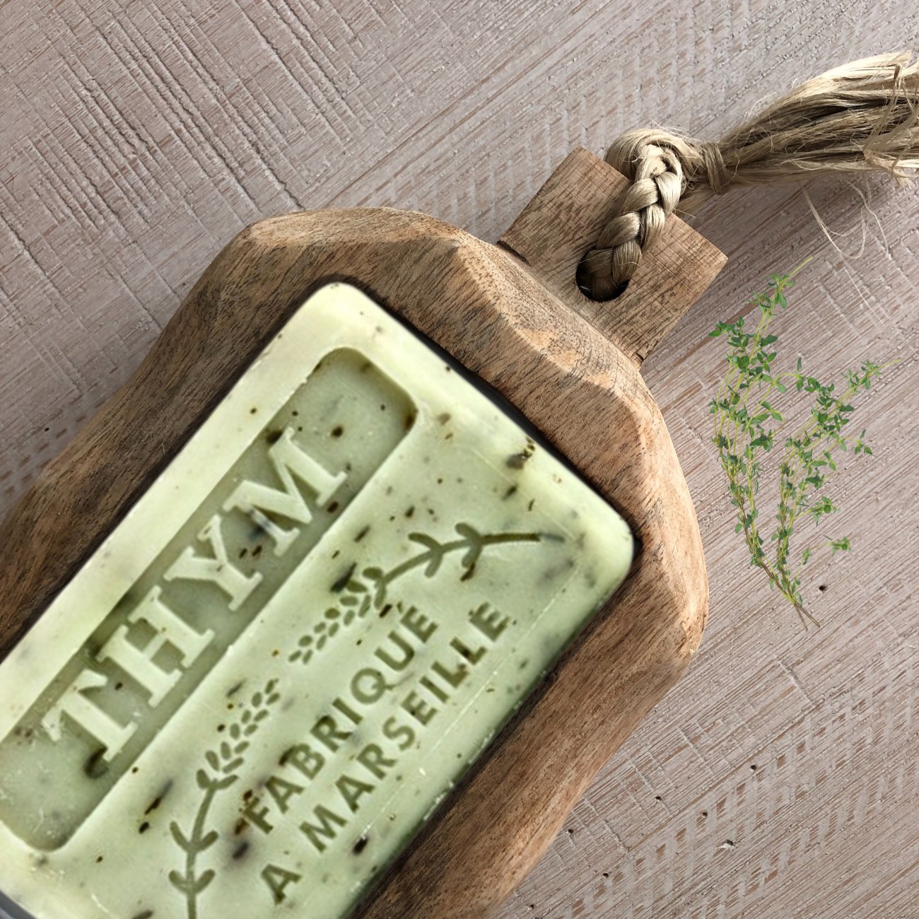 French Marseille Soap Thym (Thyme) - 125g - FouFour - Savon de Marseille - Bar Soap - Eco Natural Products