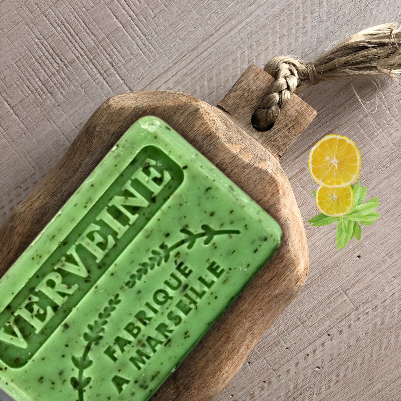 French Marseille Soap Verveine Broye (Crushed Verbena) 125g - FouFour - Savon de Marseille - Bar Soap - Eco Natural Products