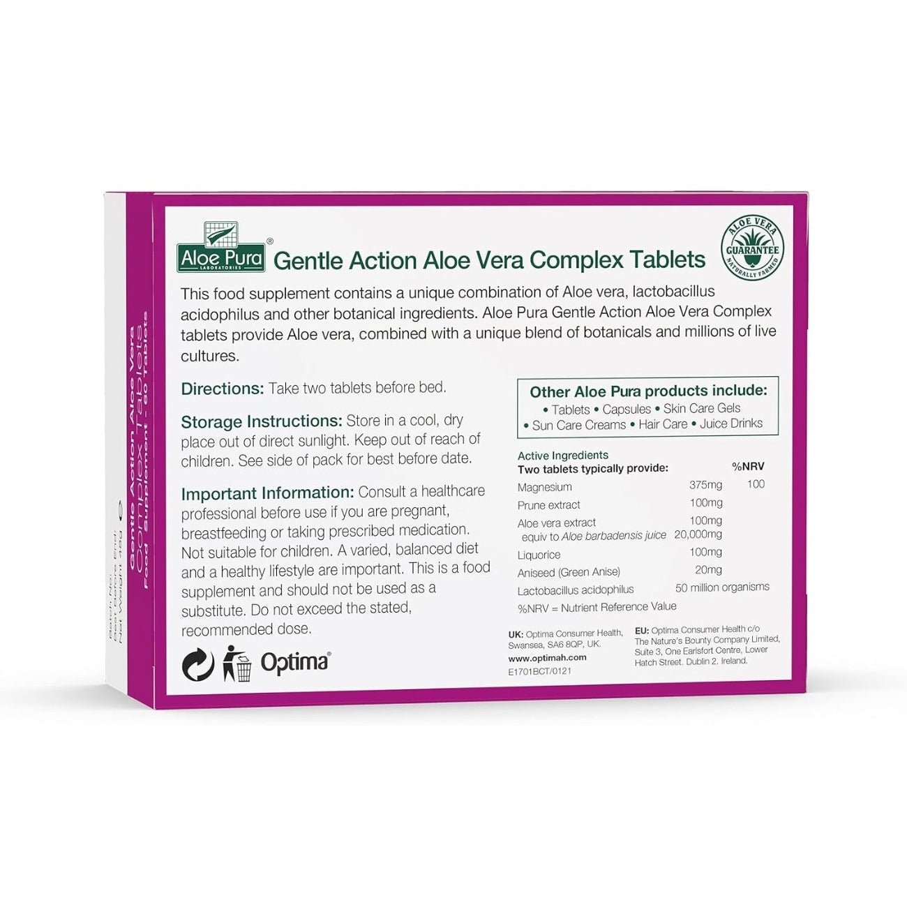 Gentle Action Aloe Vera Complex 60 Tablets - Aloe Pura - Nutrition - Eco Natural Products