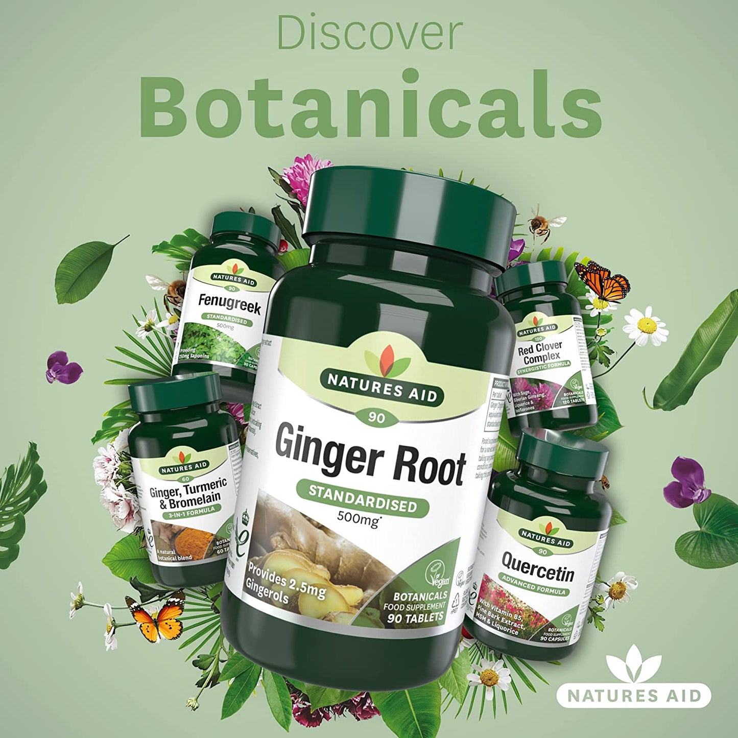 Ginger Root 500mg 90 Tablets - Natures Aid - Vitamins & Supplements - Eco Natural Products