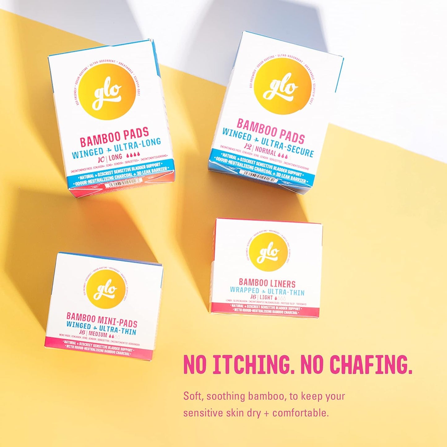 Glo Bamboo Long Pads for Sensitive Bladder (10 pads) - Glo - For Sensitive Bladders + Light Incontinence - Eco Natural Products