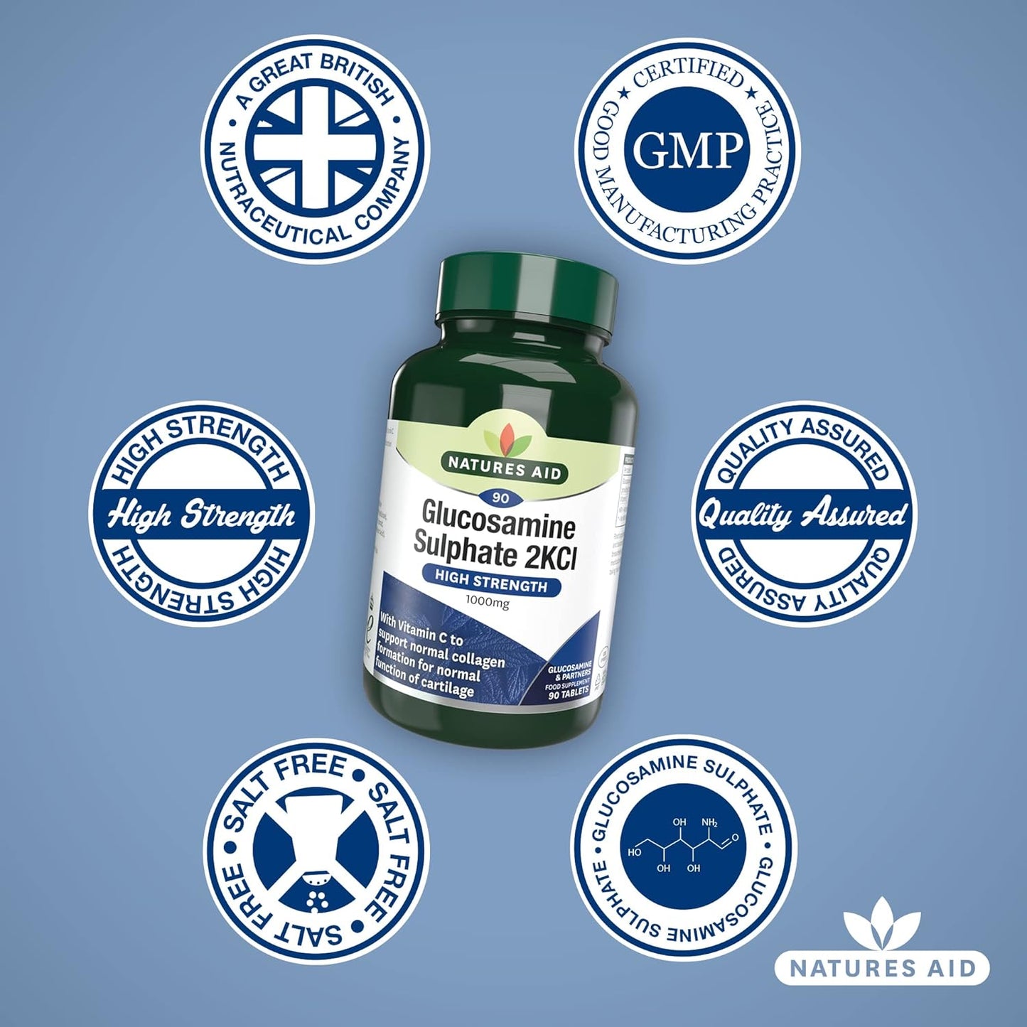 Glucosamine Sulphate 1000mg 180 Tablets - Natures Aid - Vitamins & Supplements - Eco Natural Products