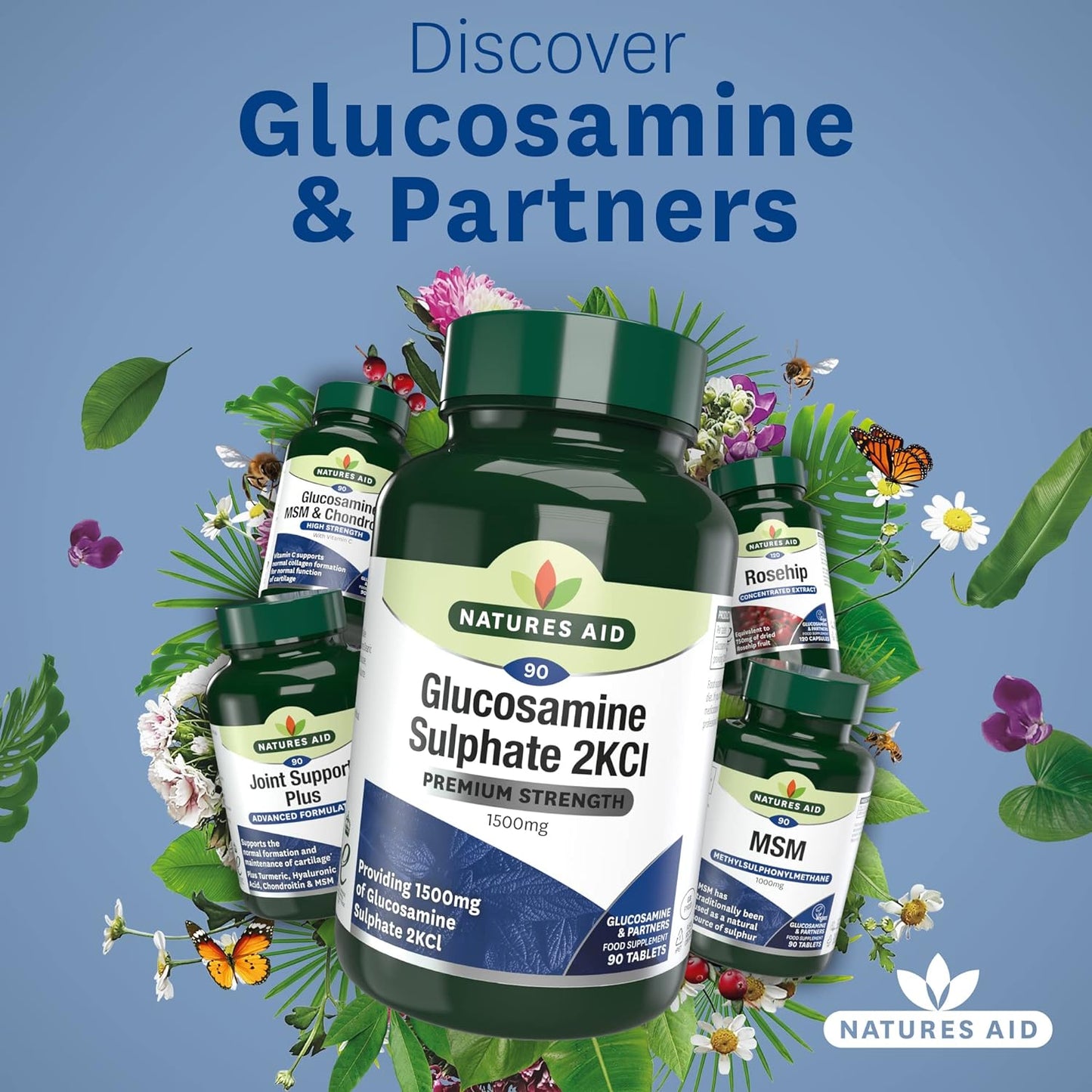 Glucosamine Sulphate 2KCI 1500mg High Strength 90 Tablets - Natures Aid - Vitamins & Supplements - Eco Natural Products