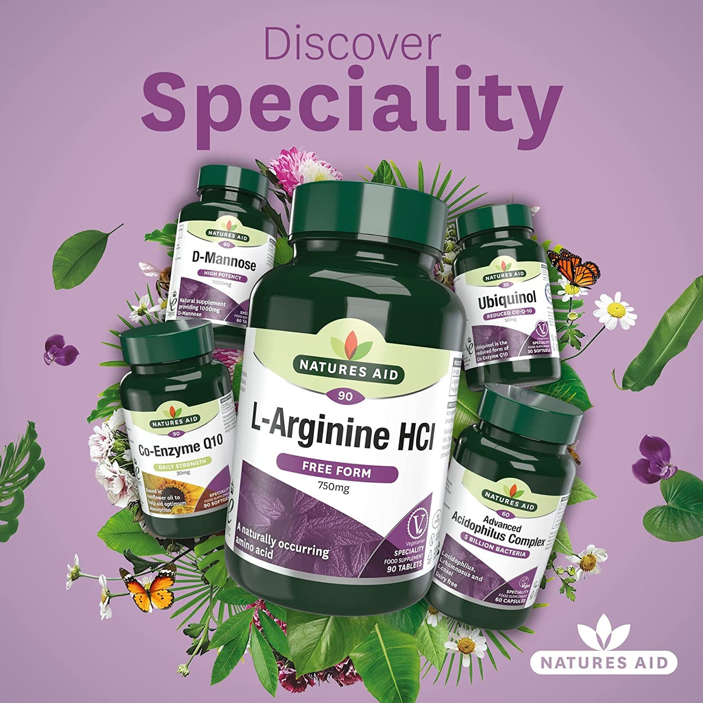 L Arginine HCl 750mg 90 Capsules - Natures Aid - Vitamins & Supplements - Eco Natural Products