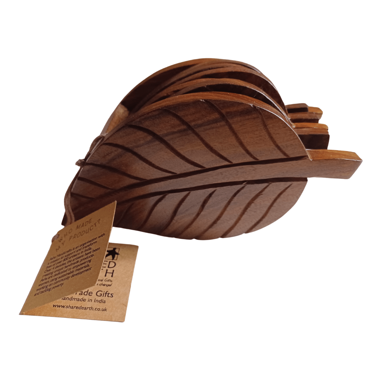 Leaf Shaped Coaster Set Sheesham Wood - Shared Earth - Barware - Shared Earth