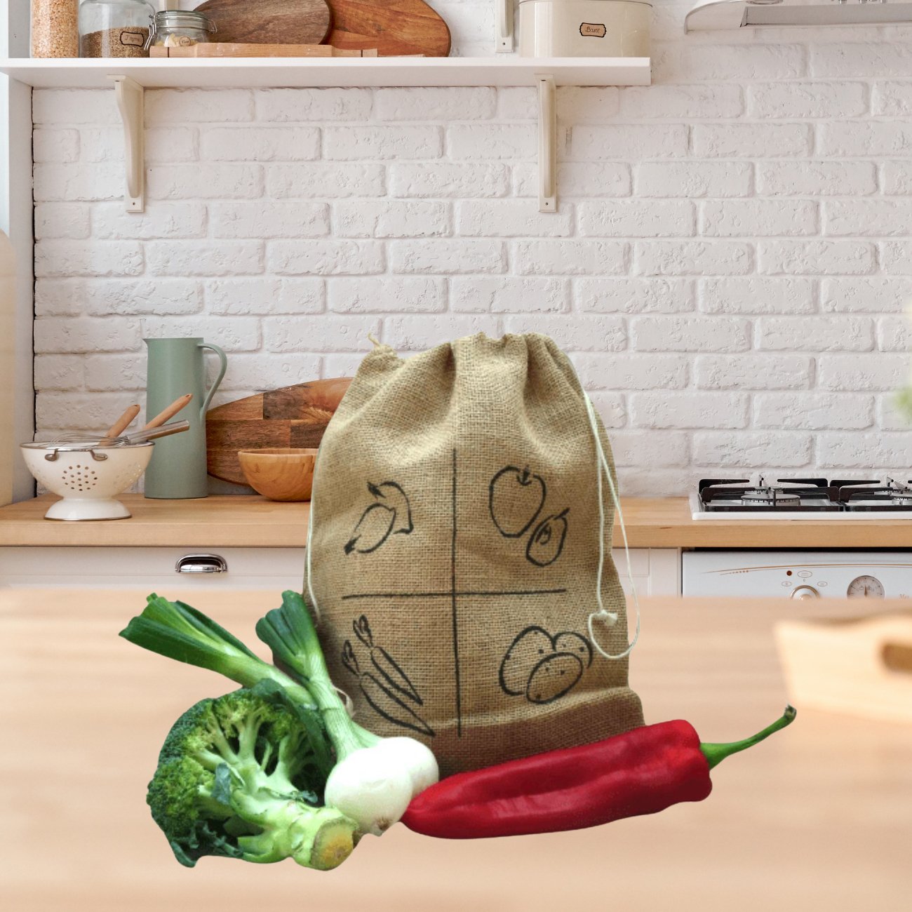 Medium Burlap Bag - Ah! Table! - Storage bag - Eco Natural Products