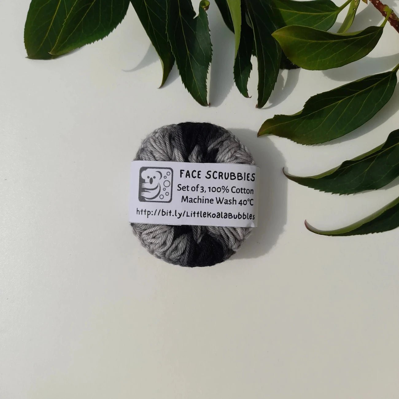 Monochrome 100% Cotton Face Scrubbies 3pcs - Little Koala Bubbles - Cleansing Pad - Eco Natural Products