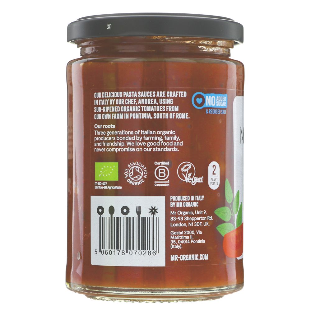 Mr Organic Basilico Pasta Sauce 350g side 1 packaging