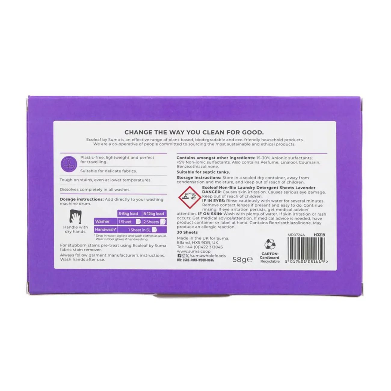 Non - Bio Laundry Sheets Lavender 30 Sheets - Ecoleaf - Laundry Detergent - Ecoleaf