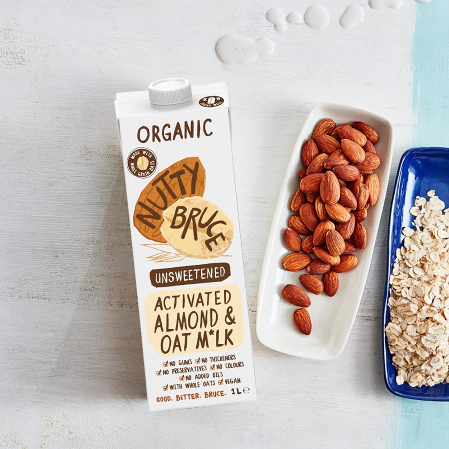 Organic Activated Almond Oat Milk 1L - Nutty Bruce - Milk Alternative - Eco Natural Products