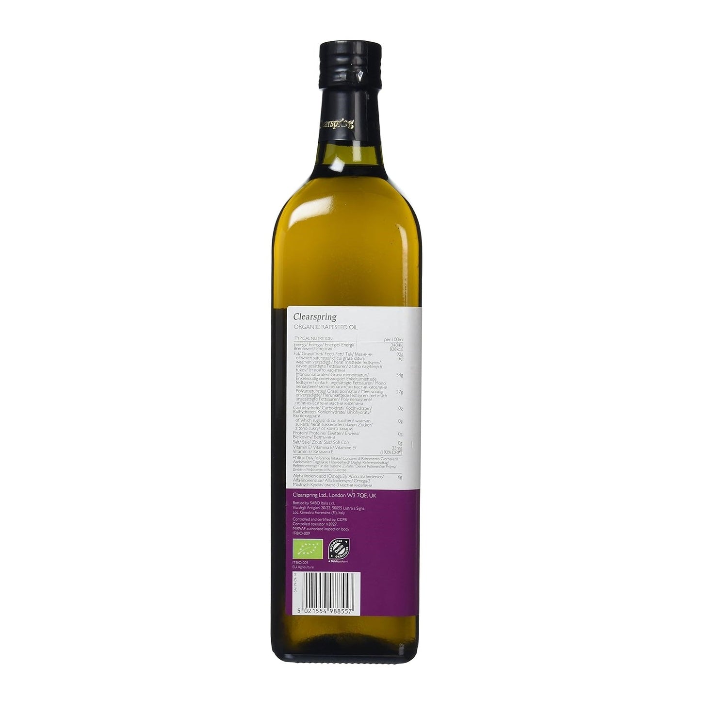 Organic Rapeseed Cold Pressed Oil 1L - Clearspring - Oil - Eco Natural Products