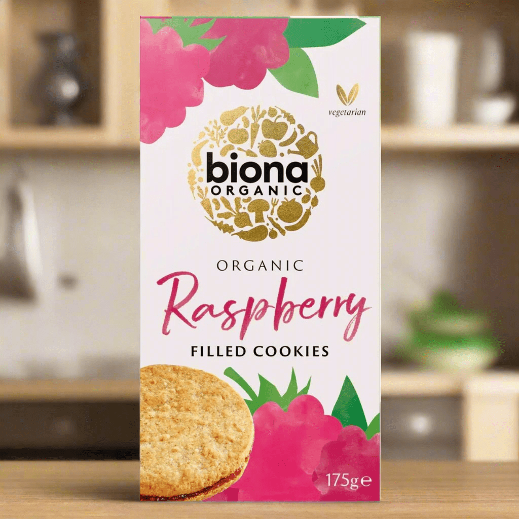 Organic Raspberry Filled Cookies 175g - Biona - Cookies - Eco Natural Products