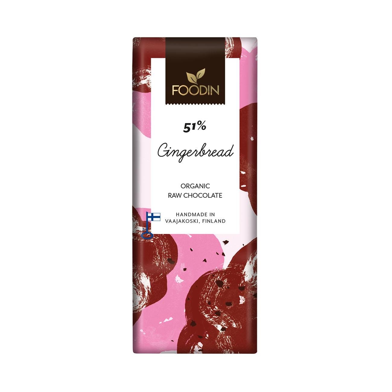 Organic Raw Chocolate Gingerbread 51% Christmas 40g - Foodin - Foodin
