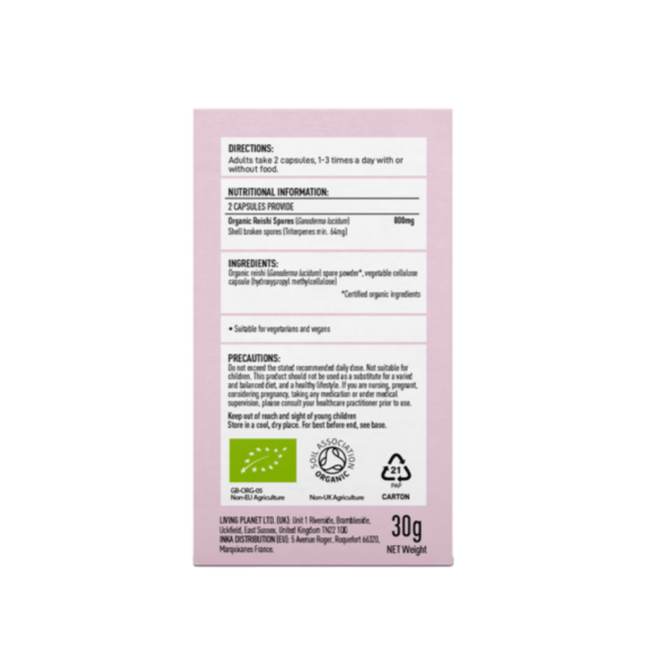 Organic Reishi Spore 60 Caps - Mushrooms 4 Life - Herbal Supplements - Mushrooms 4 Life