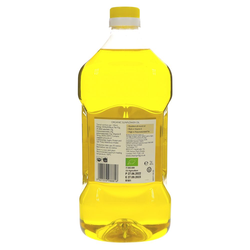Organic Sunflower Cold Pressed Oil 2L - Clearspring - Oil - Eco Natural Products