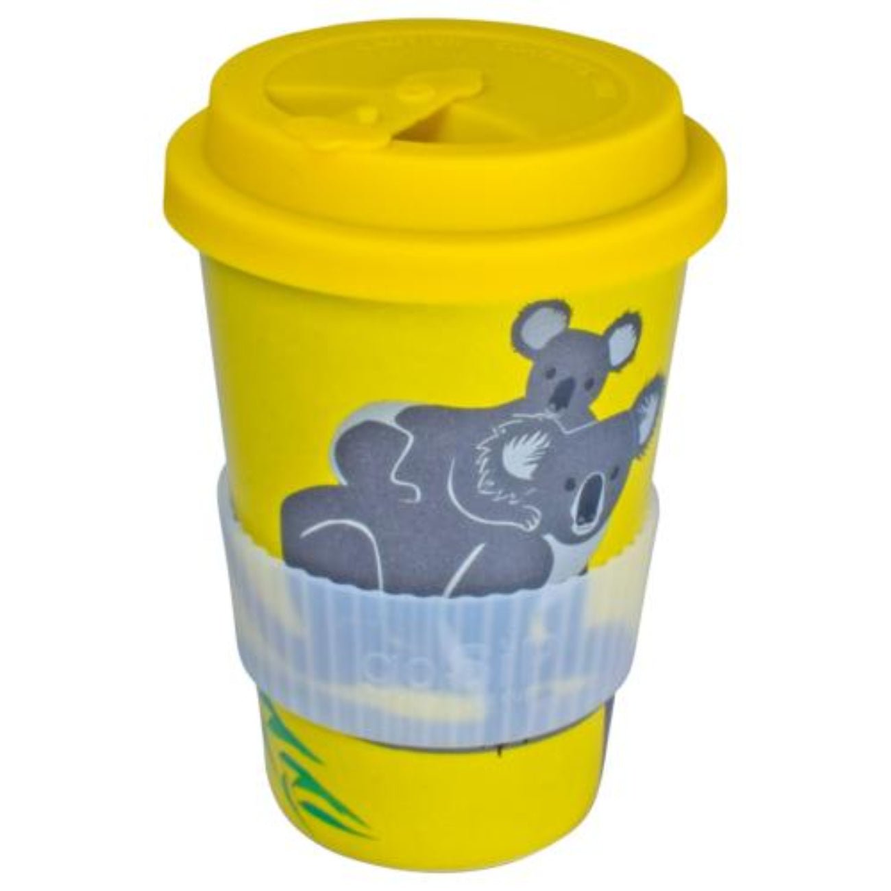 Reusable koala travel cup made from rice husk – 400ml, biodegradable, BPA free and plastic free with silicone lid.