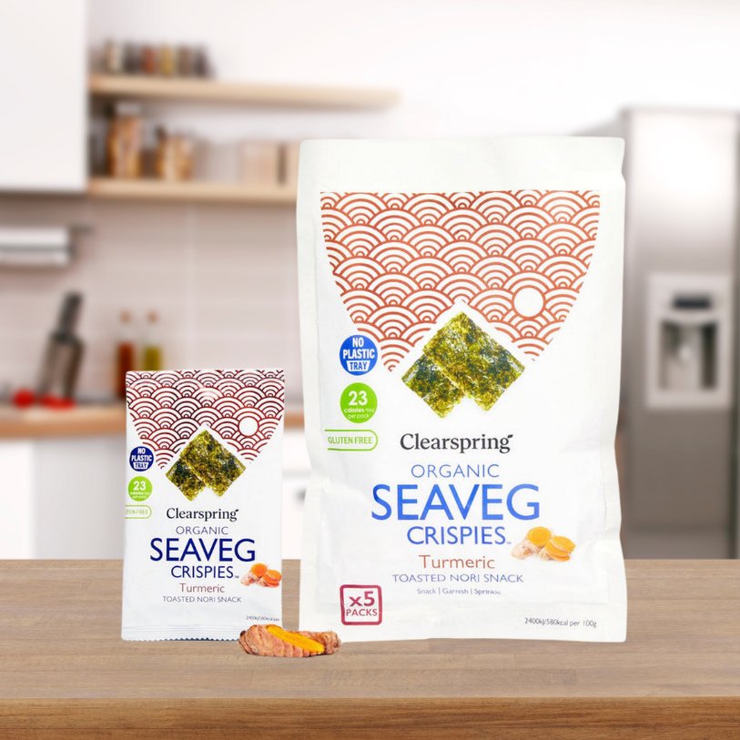 Seaveg Crispies Turmeric Organic Multipack 5 x 4g - Clearspring - Snack - Eco Natural Products