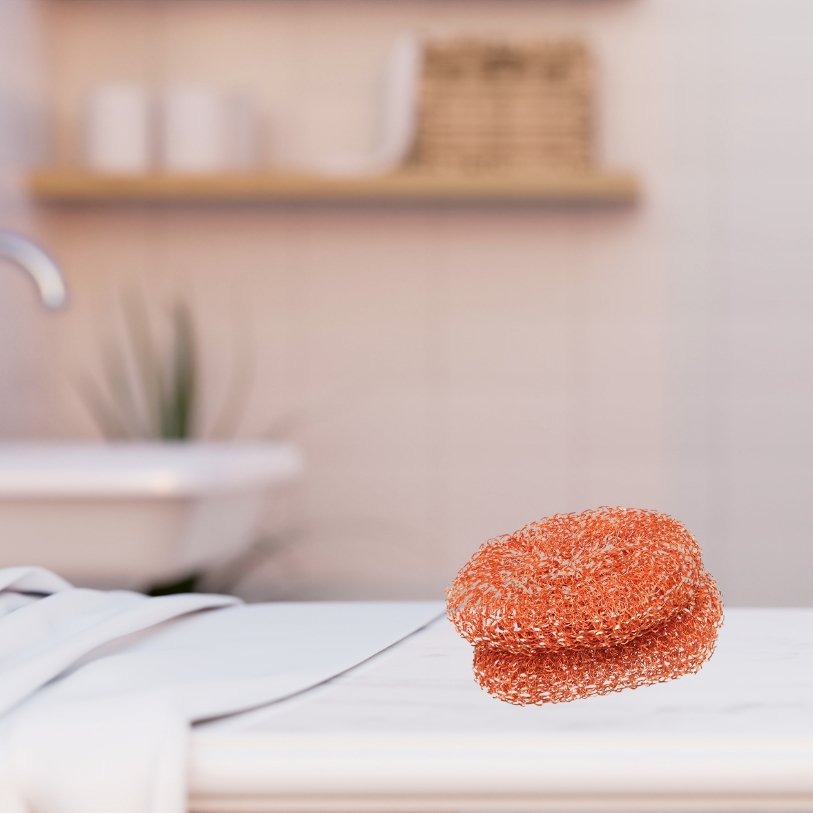 Set of 2 Copper Scraper Sponges - La Droguerie Ecologique - Washing Up Scraper - Eco Natural Products