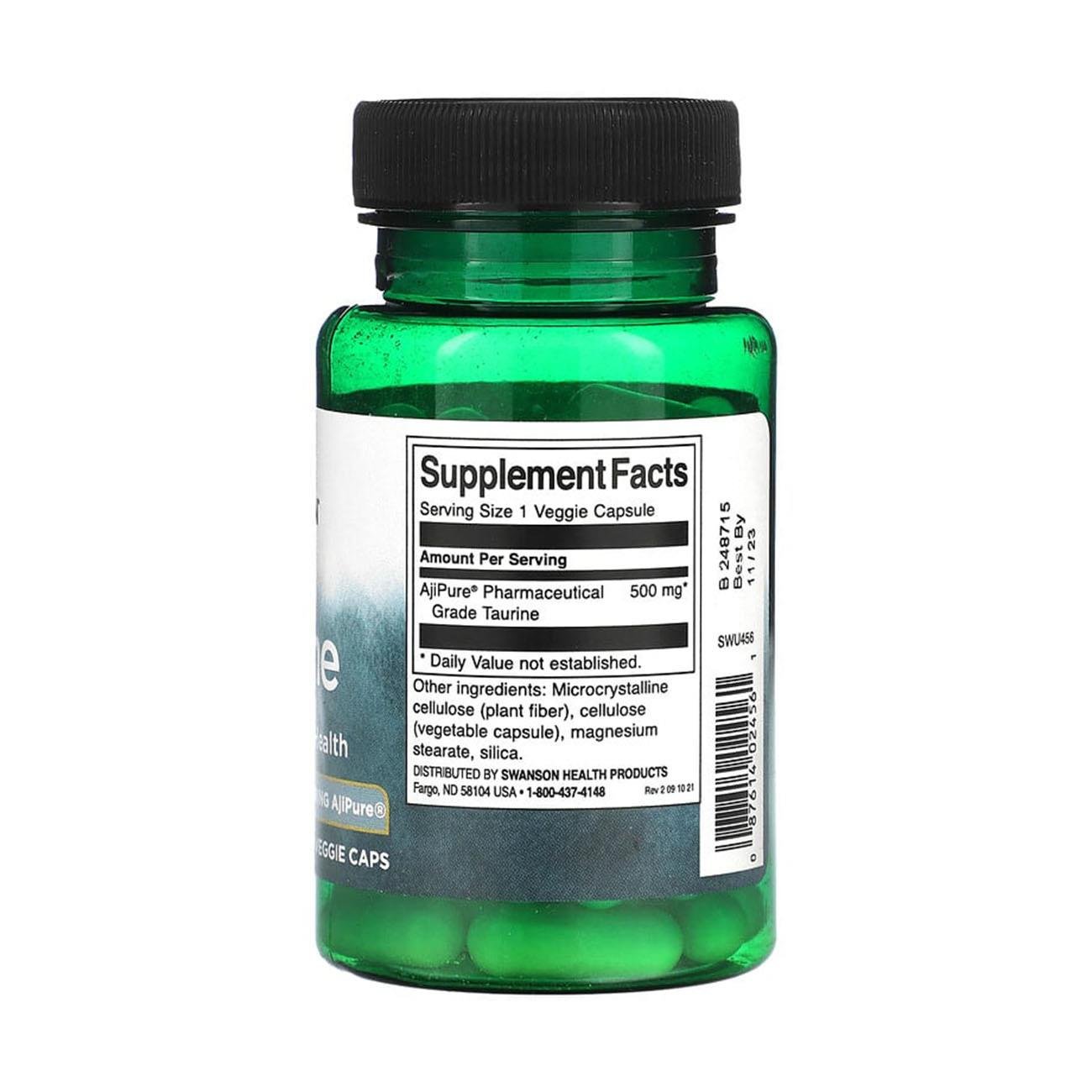 Taurine 500mg 60 Vcaps - Swanson - Amino Acids - Eco Natural Products