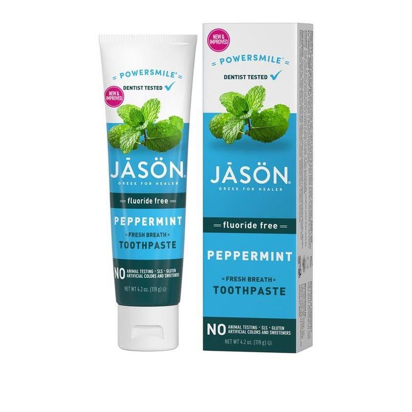 Toothpaste Powersmile Peppermint Fluoride Free 119g - Jason - toothpaste - Jason